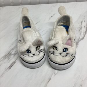 Vans Toddler Shoes Sneakers Slip On White Cat Kitten Kitty 9.5 New *E